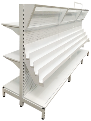 White double-sided shelves