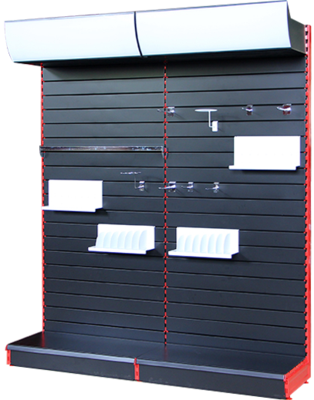 Display rack with light box slot back