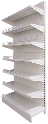 Single side white punch back shelf