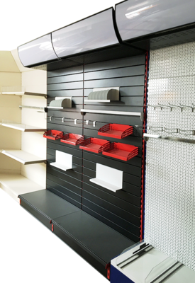 Single slot back display shelf